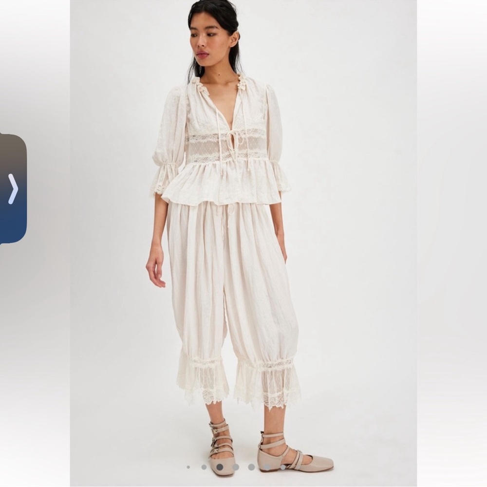 Free People Forever Young Set Bed Jacket And Bloomers NWT Size Medium